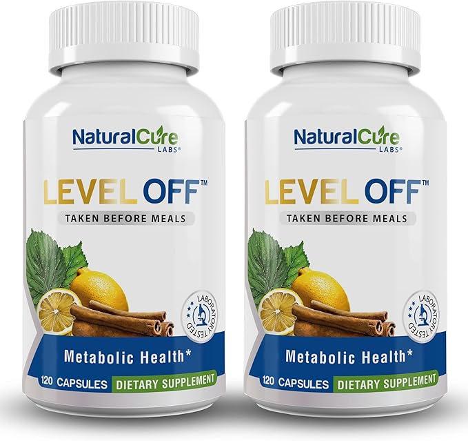 Natural Cure Labs Level Off Anti Spike Formula Glucose Supplement – Capsules for Metabolic Health Helps Moderate Glucose Spikes Vegan Non-GMO Gluten Free (240 Count (Pack of 2))