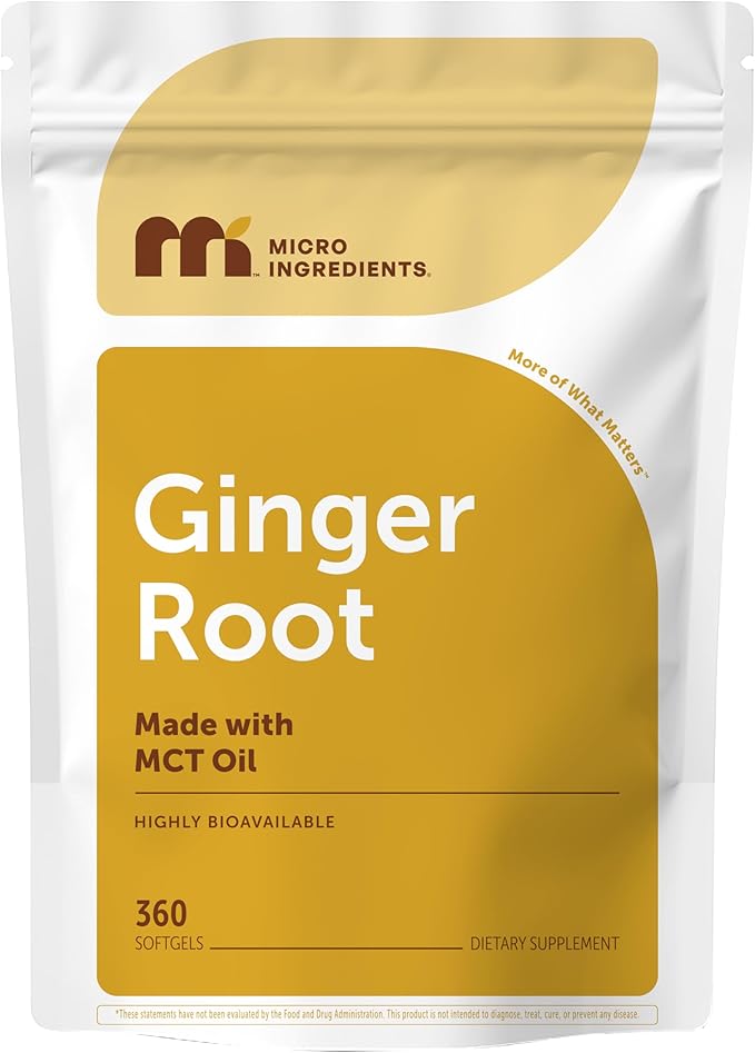 Micro Ingredients Ginger Root with MCT Oil 360 Softgels | Fresh Ginger Root Extract | Herbal Supplements for Women &amp Men | Non-GMO Gluten Free Soy Free