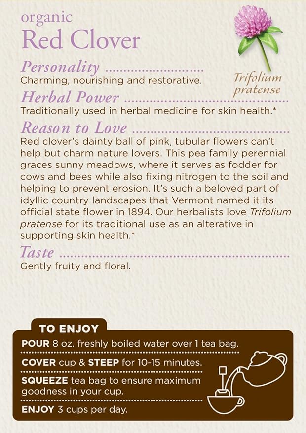 Traditional Medicinals Organic Red Clover Herbal Tea 16 Count (Pack of 6)