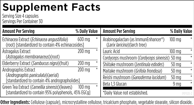 Designs for Health Herbal Immune Support with Mushrooms Echinacea Green Tea Astragalus + Elderberry - Immunitone Plus Pills - Non-GMO Supplement (120 Capsules)