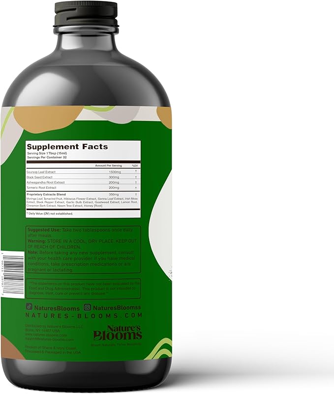 Nature's Blooms Soursop &amp Black Seed Bitters Bundle 16 oz Each 2 Bottles