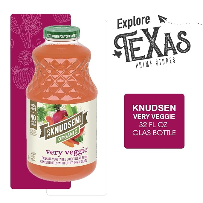 R.W. Knudsen Organic 2-Pack Organic Very Veggie Fruit Juice 100% USDA 32 fl oz Glass Bottle + 1 Utility Freebie by Lavinia