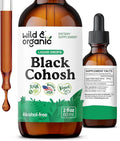 Wild &amp Organic Black Cohosh Supplements Women - Menopause &amp Perimenopause Support - 540 mg Natural Black Cohosh Tincture - Add to Tea Liquid Drops - 2-Month Supply - Vegan Sugar &amp Alcohol