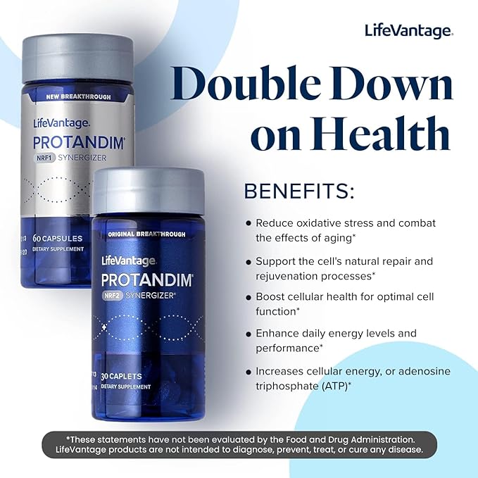 LifeVantage Protandim Dual Synergizer NRF1 (60 Caps) + Nrf2 (30 Caps) Activators Healthy Aging Antioxidant Cellular Energy Boost Heart Health Ashwagandha Turmeric CoQ10