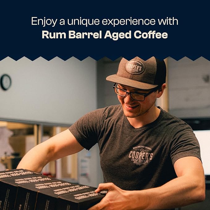 Rum Barrel Aged Coffee Single-Origin Rwandan Beans Aged in Rum Barrels Medium Roast Whole Bean 2 lb