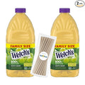 Welch's 100% White Grape Juice Drink 96 fl oz Plastic Bottle 2 Pack + 15 Sugarcane Disposable Straws by Kool8shop Infinite Deals