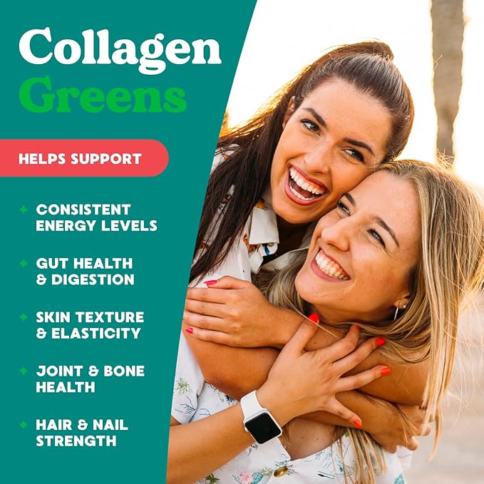 Simply Blossom Nutrition Daily Greens &amp Superfood Powder + Collagen + Probiotics for Women's Digestive Health &amp Bloating Relief. Help Your Health Bloom - 30 Day Supply - Strawberry Kiwi