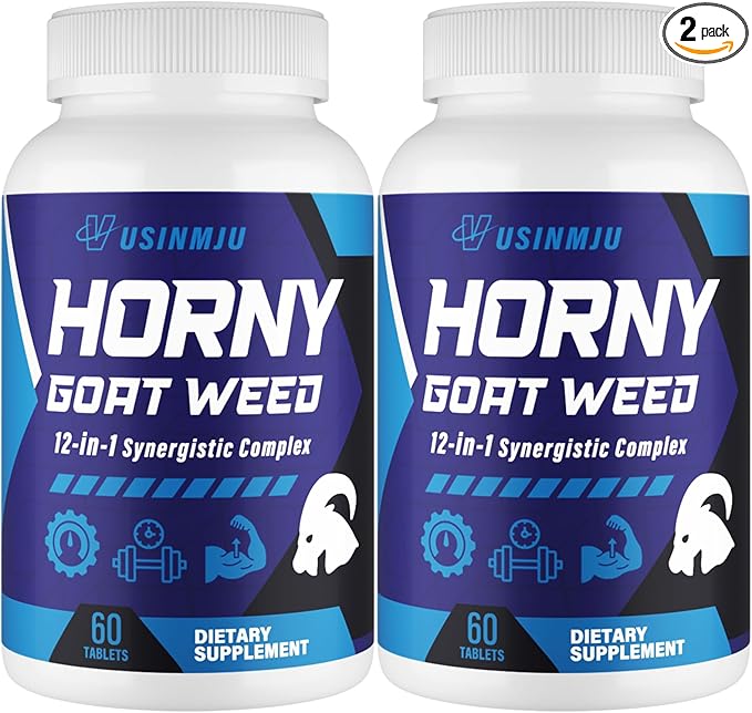 Hornygoatweed for Men 12 In 1 HornyGoatWeed Male Enhancing Supplement with 1500mg Hornygoatweed 500mg Maca Root Ginseng Tongkat Ali Ginger for Stamina &amp Energy Max Strength - 120 Tablets