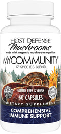 Host Defense MyCommunity Capsules - 17 Species Blend Mushroom Supplement for Immune Support - Herbal Aid with Lion's Mane Reishi. Chaga Cordyceps Turkey Tail &amp More - 60 Capsules (30 Servings)*