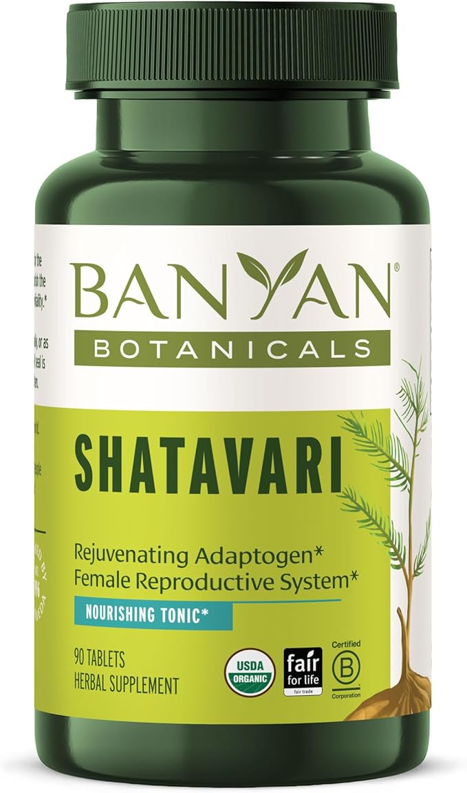 Banyan Botanicals Organic Shatavari Tablets – Rejuvenating Tonic for Feminine Vitality &amp Reproductive Health – Cooling Adaptogen for Internal Balance &amp Stress Support – 90 Tablets – USDA Organ