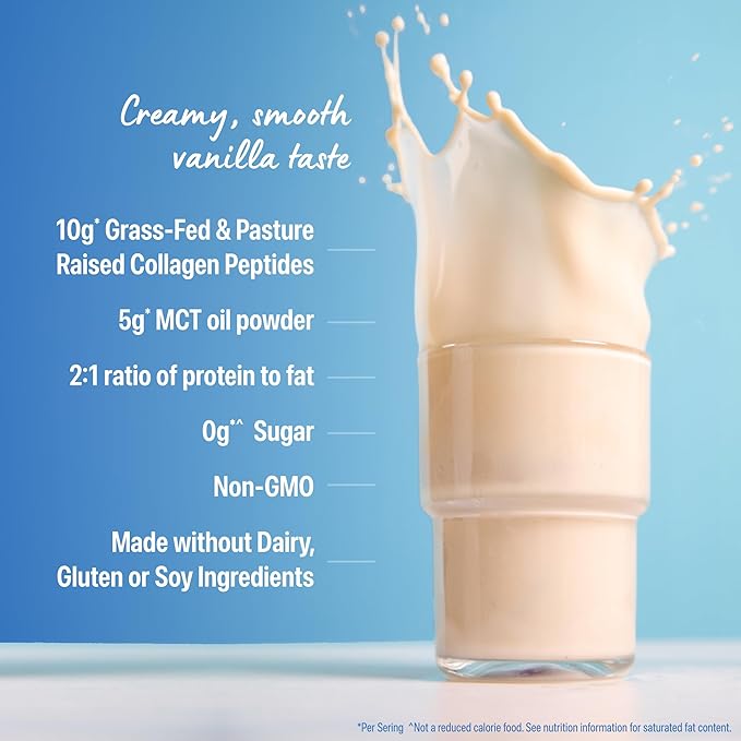 Orgain Keto Collagen Protein Powder Vanilla - 10g Grass Fed Hydrolyzed Collagen Peptides for Women &amp Men Type I &amp III 5g MCT Oil - Hair Skin Nail &amp Joint Support Non-GMO Gluten Fre