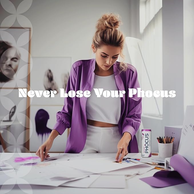 Phocus Caffeinated Sparkling Water - Mixed Berry - Clean Energy with Caffeine + L-Theanine - 0 Sugars Calories or Carbs - Non GMO Whole 30 Keto Vegan Kosher - 11.5 Fl Oz. (12 Pack)