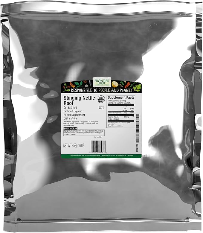 Frontier Co-op Organic Stinging Nettle Root Cut and Sifted Kosher | 16 Ounce (Pack of 1)