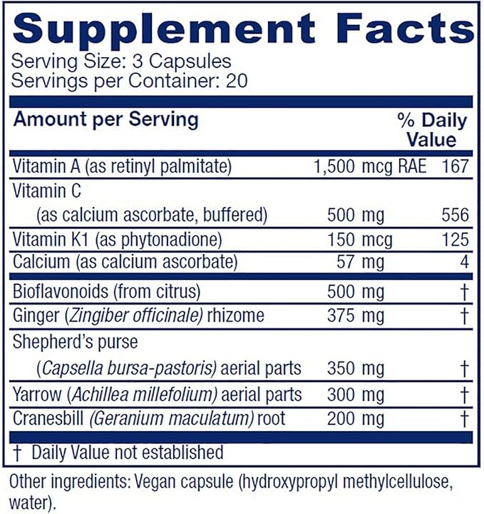 Vitanica Slow Flow Menstrual Flow Support Vegan 60 Capsules (Slow Flow Pro Logo)