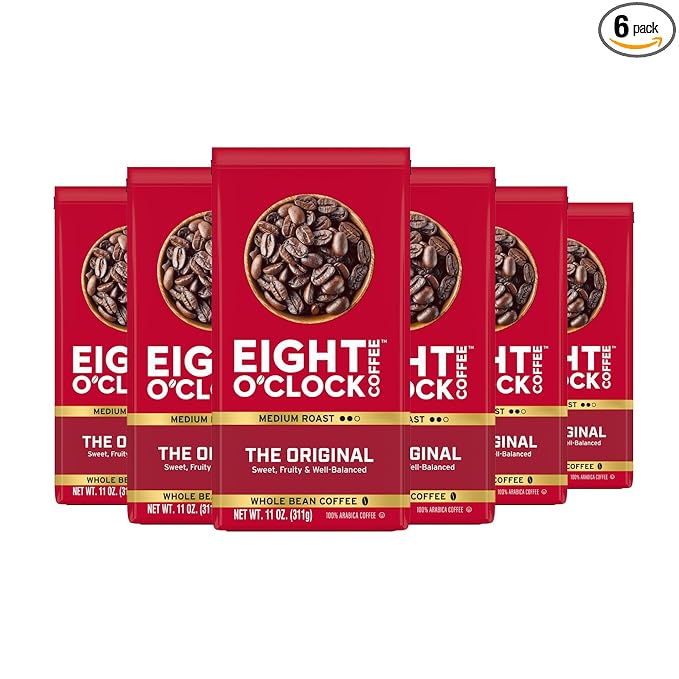 Eight O'Clock Coffee The Original Decaf Medium Roast Ground Coffee 100% Arabica Kosher Certified 11.5 Ounce (Pack of 6)