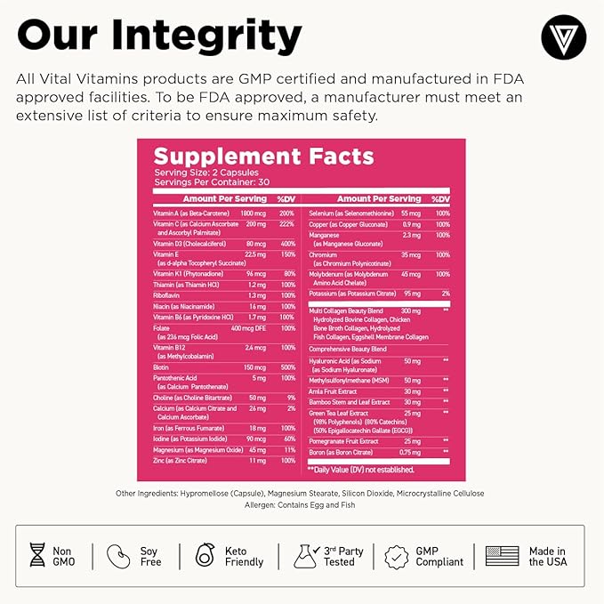Vital Vitamins Multi Collagen Capsules + Women's Multivitamin Complex