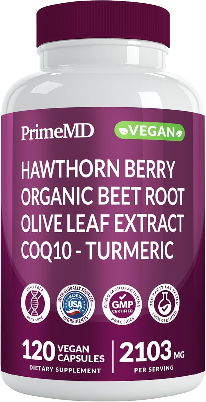 26-in-1 Nitric Oxide Supplement - Heart &amp Circulation Support with CoQ10 Turmeric Organic Beet Root Hawthorn Berry &amp Garlic - 2103mg per Serving (120ct)