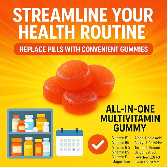 Sugar Free Neuropathy Support Gummies for Nerve – Enhanced Nerve Health Regeneration Cognitive Support with Vitamin B1 B6 B12 Magnesium ALA Turmeric CoQ10 &amp More