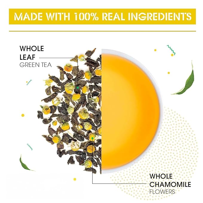 Teabox Premium Darjeeling Green Tea With Chamomile Flowers | 100% Whole Leaf &amp 0% Bitterness | Green Tea From The Himalayas | 25 Tea Bags (Low Caffeine)