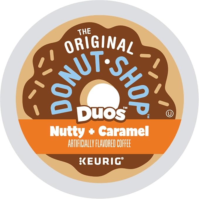 The Original Donut Shop Duos Nutty + Caramel Coffee Keurig Single Serve K-Cup Pods Light Roast Coffee 60 Count (6 Packs of 10)