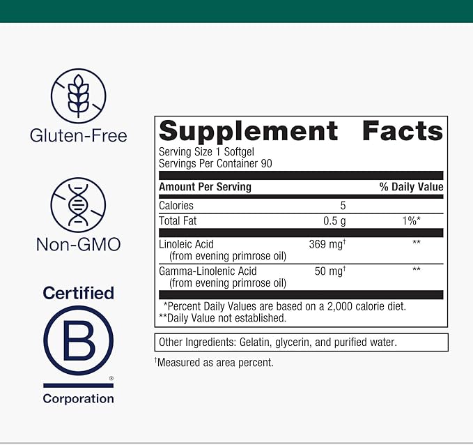 Metagenics OmegaGenics Evening Primrose Oil - 419 mg Omega-6 with 50 mg GLA - Supports Skin Hormonal PMS Menopause &amp Immune Health* - Non-GMO Gluten-Free - GMP Certified Facility - 90 Softgels