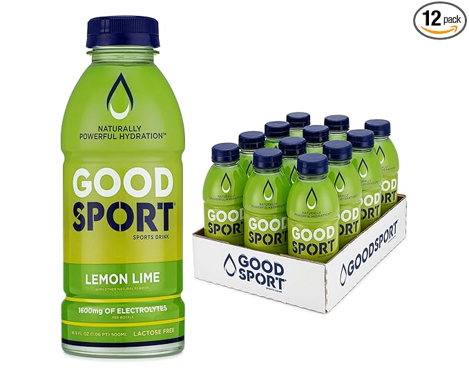 GoodSport Electrolyte Sports Drink Rapid &amp Long-lasting Hydration (16.9 Fl Oz (Pack of 12) Lemon Lime)