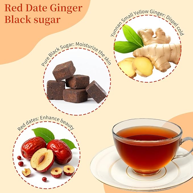 Baihuatang Premium Handmade Ancient Red Date Brown Sugar for Tea Traditional Chinese Black Sugar Cubes with Red Dates &amp Ginger | 270g | Additive-Free | Natural Sweetness | Soothing Tea for Women &