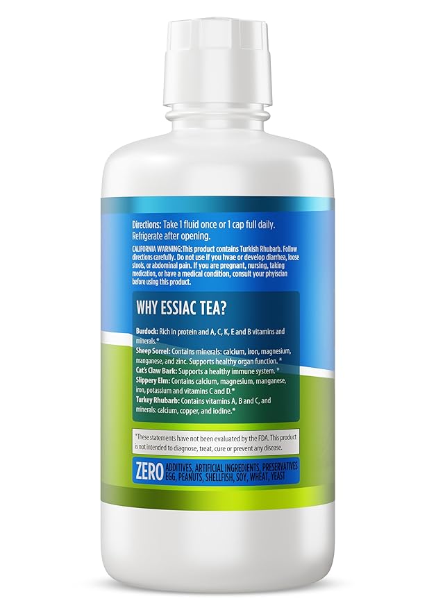 NutriNoche All Natural Genuine Essiac Tea - Pure Essiac Liquid Herbal Supplement - Organic and WildCrafted Herbs - 32 oz Bottle - Ojibwa Tea - Pre-Brewed Ready to Drink