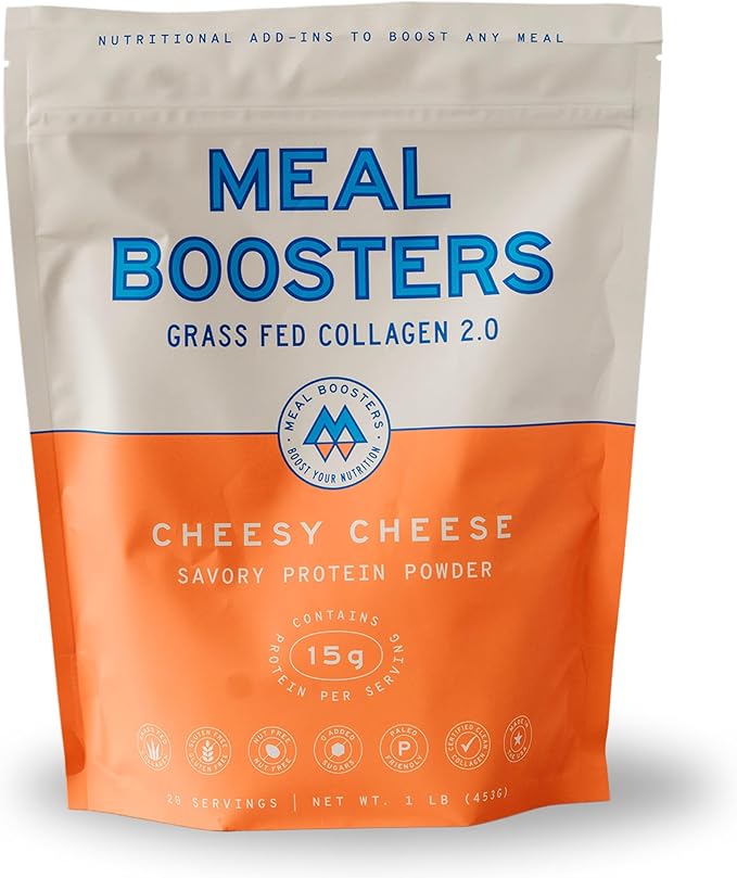 Meal Boosters Savory Protein Powder Supplement | 15–20g Complete Protein Meal Enhancer for Cooking &amp Prep | Collagen Peptides for Gut Joint &amp Support | Keto Friendly Gluten Free (Cheesy Chee