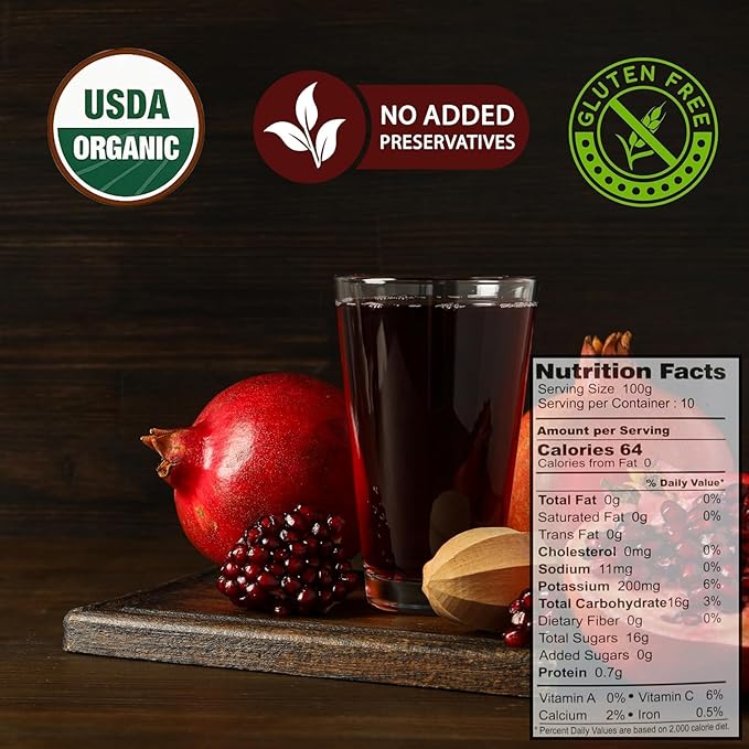 Pomegranaze Organic Pomegranate Juice 6.7 fl oz Glass Bottle 24 Pack 100 Percent Pure Juice No Sugar Added No Artificial Colors or Preservatives Gluten Free Kosher Convenient Single Serve Bottles