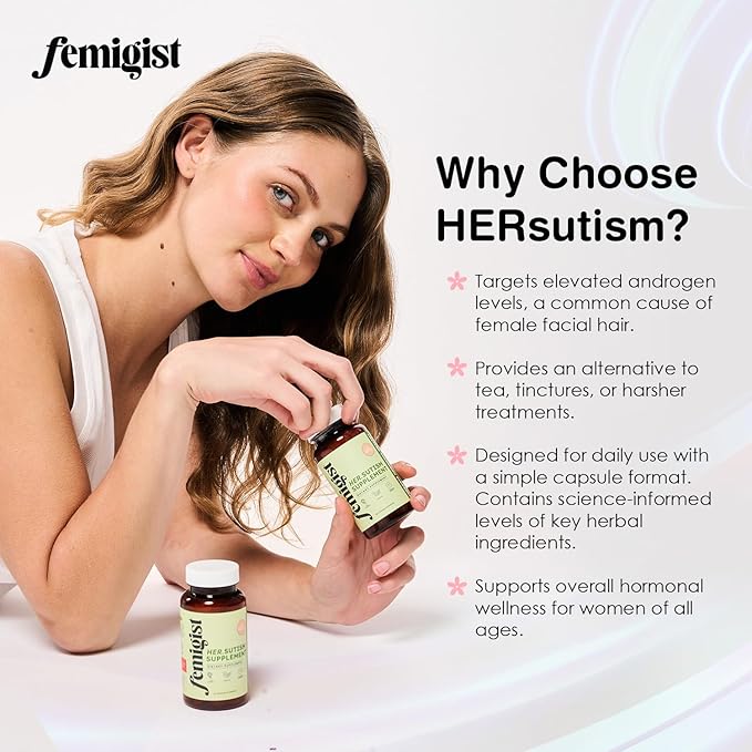 HERsutism Supplement Spearmint Zinc Capsules for Facial Hair Reduction Hirsutism Natural Androgen Blocker PCOS Support Hormone Balance Aid for Women Herbal Solution for Excess Growth