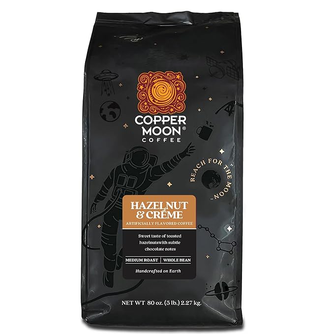 Copper Moon Medium Roast Whole Bean Coffee Hazelnut &amp Cream Blend 5 Lb