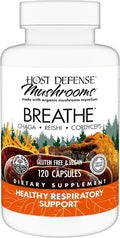 Host Defense Breathe* Capsules - Immune &amp Respiratory Support Mushroom Supplement - Herbal Lung Health Supplement with Chaga Reishi &amp Cordyceps - 120 Capsules (60 Servings)*