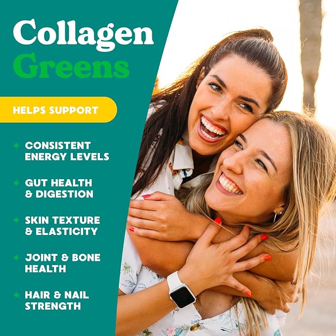 Simply Blossom Nutrition Daily Greens &amp Superfood Powder + Collagen + Probiotics for Women's Digestive Health &amp Bloating Relief. Help Your Health Bloom - 3 Month Supply - Mango