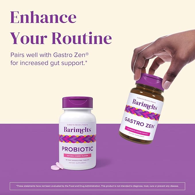 Barimelts Probiotic 5 Billion CFU - 60 Fast-Dissolving Tablets (2-Month Supply) - Sugar-Free Probiotics for Women Support Gut Health After Bariatric Surgery Natural Cherry Flavor