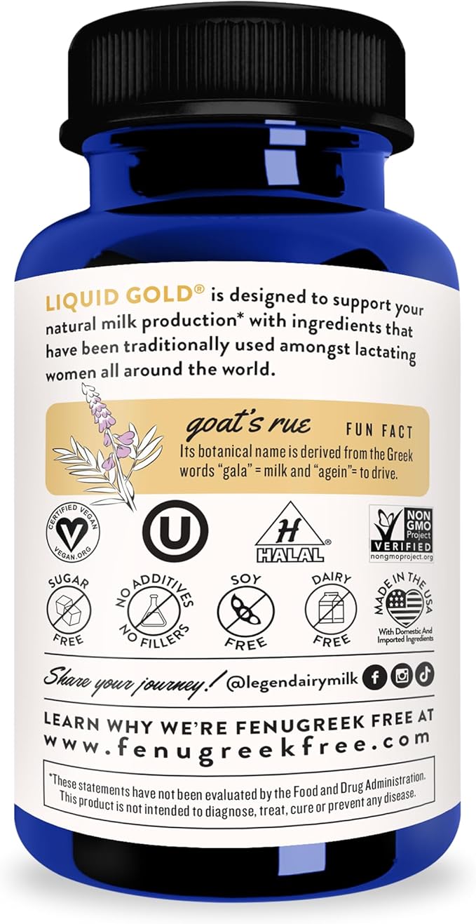 Legendairy Milk Liquid Gold Lactation Support | Lactation Supplement with Organic Goats Rue Milk Thistle Shatavari Fennel Alfalfa &amp Anise | Breastfeeding Supplements 60 Count