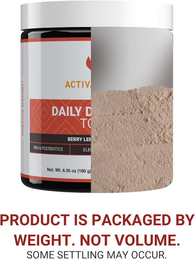 ACTIVATEDYOU Daily Digestive Tonic Kombucha - Support Healthy Digestion &amp Youthful Long-Lasting Energy- Prebiotic Fiber Probiotics Postbiotics Vitamin C Berry Lemonade Flavor (30 Servings)