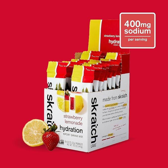 Skratch Labs Hydration Sports Drink Mix Packets – Real‑Fruit Electrolyte Powder for Fast Hydration &amp Endurance | Strawberry Lemonade | 20 Pack | Vegan Non‑GMO Clean Ingredients