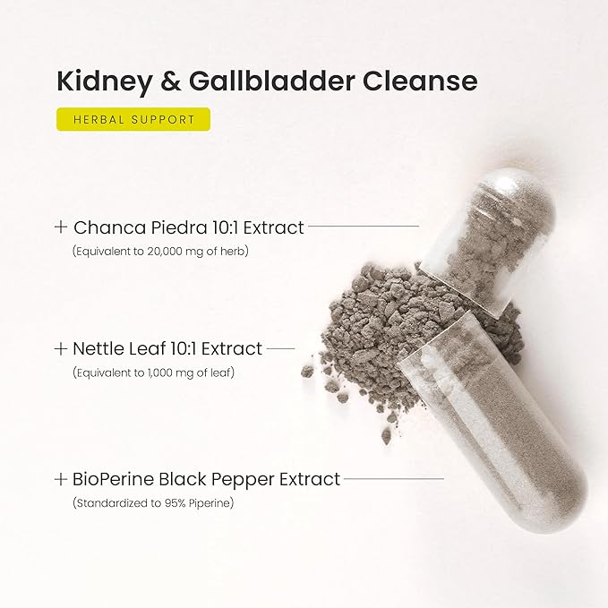 Chanca Piedra Stone Breaker – Kidney Stone Dissolver Support &amp Gallbladder Cleanse Supplement – Calcium Oxalate Balance &amp Detox for Urinary Tract – 20000 mg Equivalent Supplement with Nettle