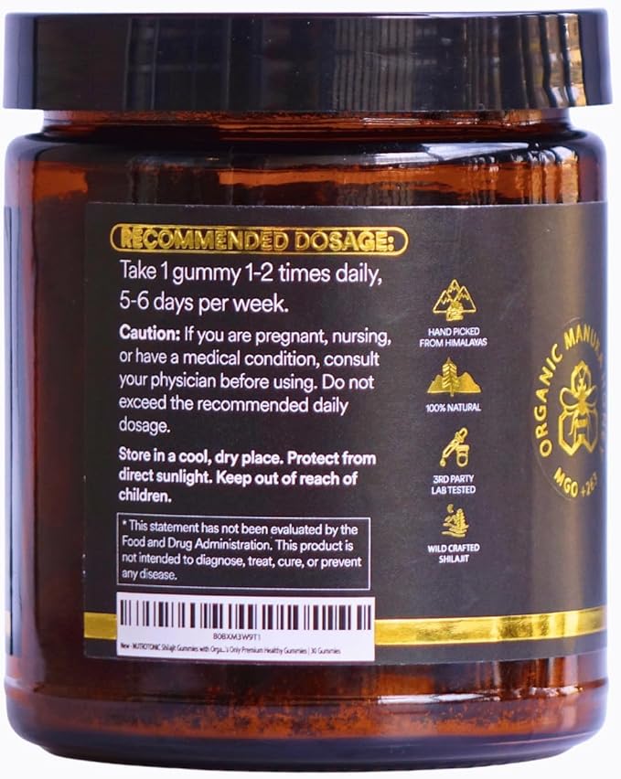 Organic SHILAJIT Gummies by NutroTonic | Shilajit for Men &amp Women | Cane Sugar Free Sweetened by Organic Manuka Honey | Clean Formula | Natural Fulvic &amp Humic Acid | 30 Healthy Gummies (6)