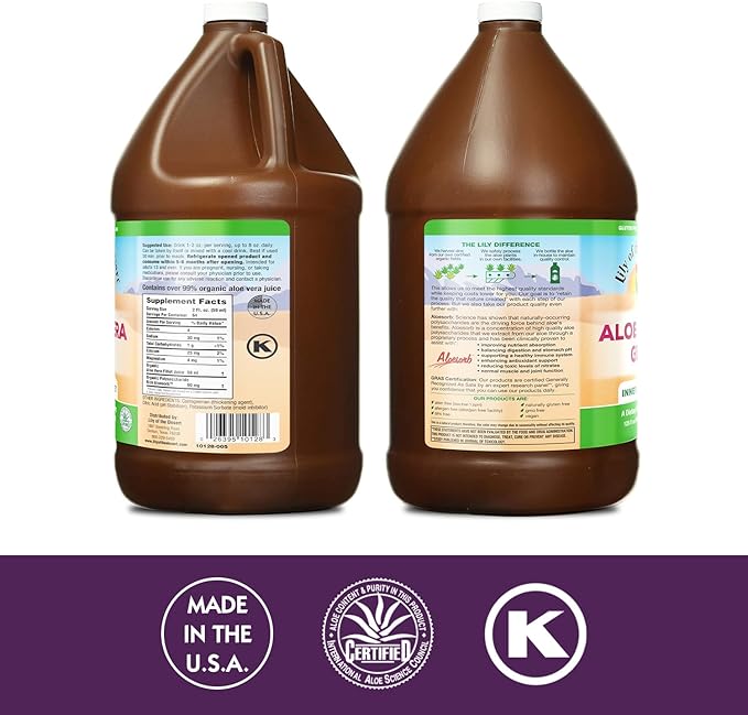 Lily of The Desert Aloe Vera Gel - Inner Fillet Thicker Consistency Aloe Vera Drink with Natural Vitamins Digestive Enzymes for Gut Health Stomach Relief Wellness Glowing Skin 128 Fl Oz