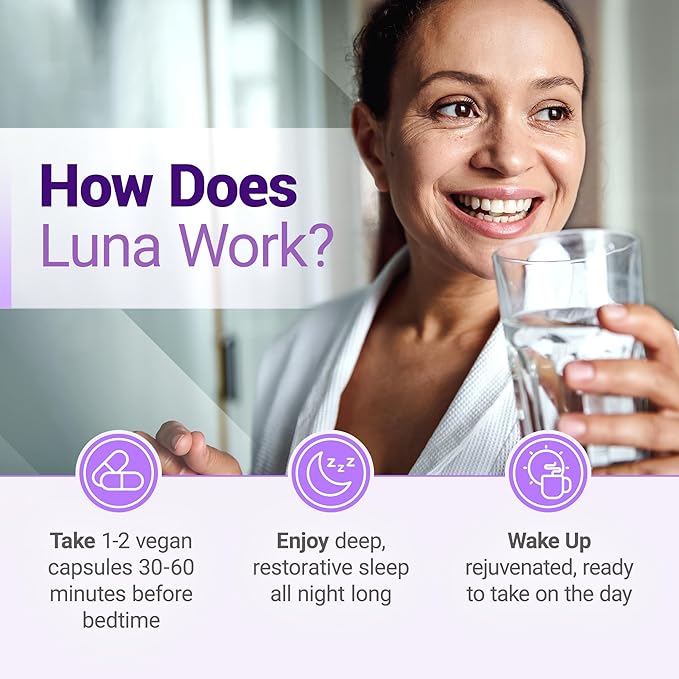 Nested Naturals Luna Melatonin-Free (120 Vegan Capsules) &amp Luna Natural Sleep Aid with Melatonin (60 Vegan Capsules) for Deep Sleep | Non-Habit Forming