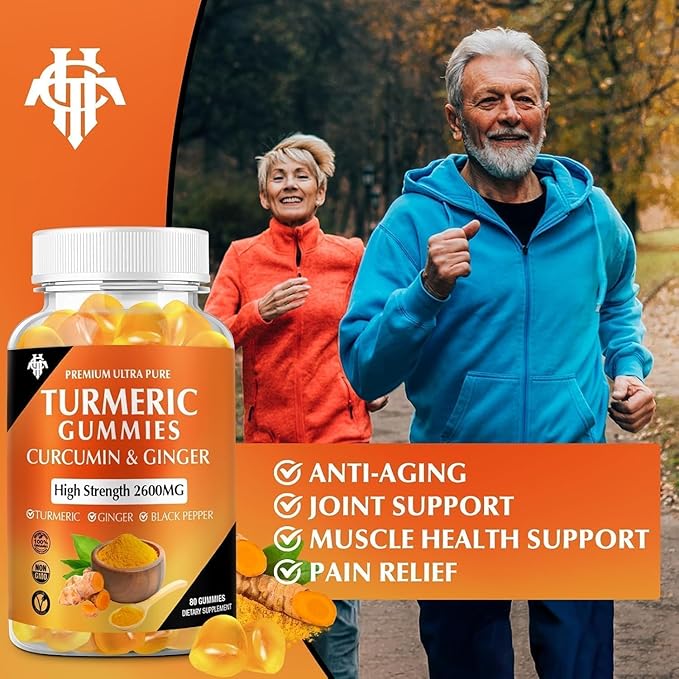 Turmeric Curcumin Gummies (3 Pack) - Turmeric Curcumin Supplements with Ginger &amp Black Pepper Gummies for Immune Muscle Support Healthy Skin - Vegan Gluten Free Low Sugar - for Adults