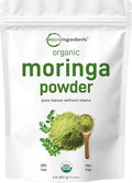 Micro Ingredients Organic Moringa Oleifera Leaf Powder 2 Pound | Rich in Antioxidants &amp Immune Vitamins | Pure Leaves Without Stems | Great Superfoods for Tea or Drink | India Grown Vegan
