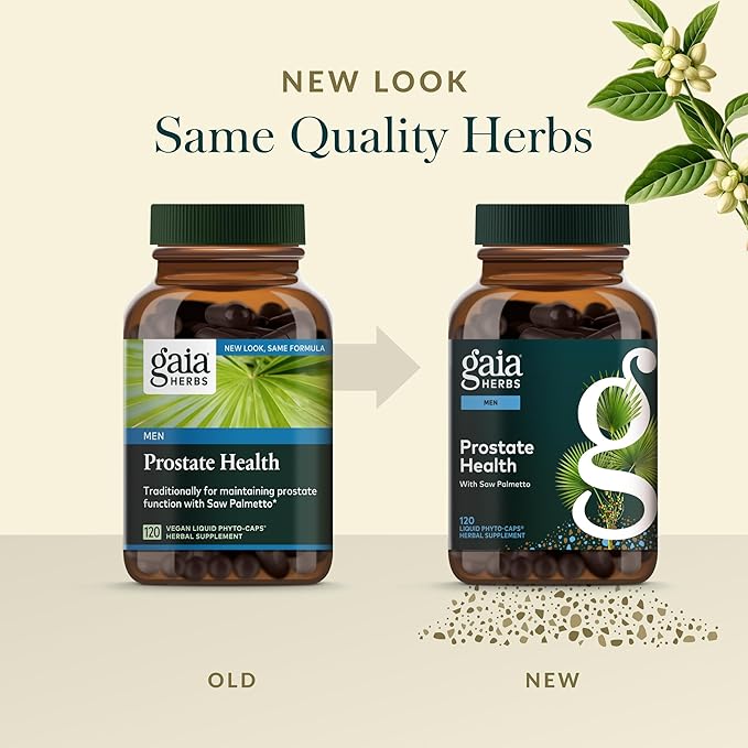 Gaia Herbs Prostate Health - Supports Prostate Health and Function for Men - with Saw Palmetto Green Tea Nettle Root and White Sage* - 120 Vegan Liquid Phyto-Caps (60 Servings)