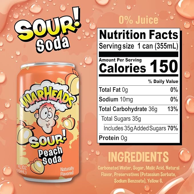 Sour Fruity Soda with Classic Warheads Flavors – Perfectly Balanced Sweet and Sour Soda - Warheads Candy Throwback Treat Soda Cocktail Mixer Pack of 12 12oz Cans (Variety Pack)