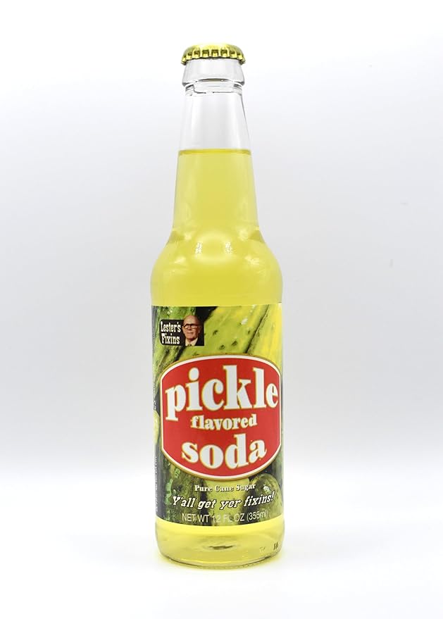 Pickle Soda Pop | For the Extreme Pickle Lover | Soda Pop with Real Cane Sugar | A 6 Pack of 12 oz Glass Bottles with Crazy Soda Pop Bottle Opener