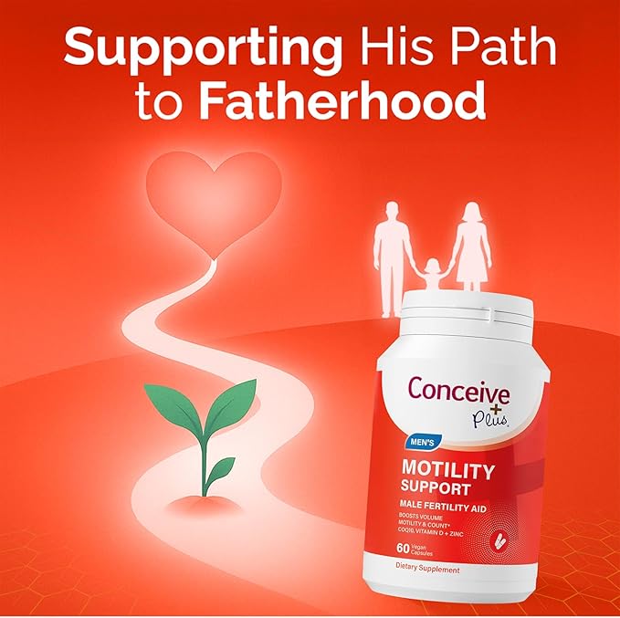 CONCEIVE PLUS Motility Support for Men | Boost Sperm Volume &amp Count | Spermidine Supplements with Vitamin D E Zinc Antioxidants – Multivitamin Fertility Supplements for Men 60 Caps
