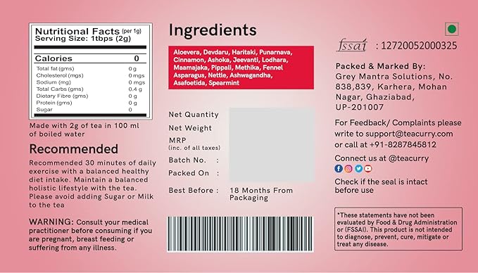 TEACURRY Ovo Boost Tea (1 Month Pack | 30 Tea Bags)- For Ovulation and Better Egg Days(Made In India)