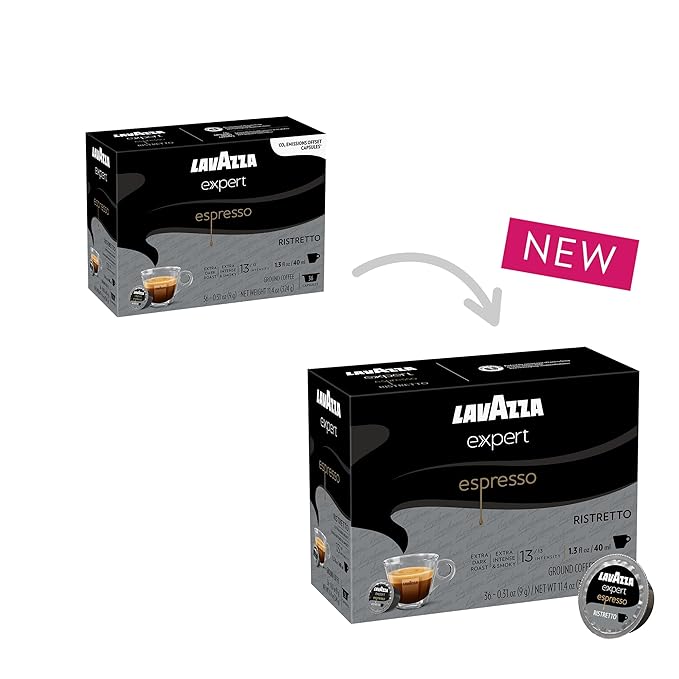 Lavazza Expert Espresso Ristretto Capsules Extra Dark Roast Arabica and Robusta Blend Compatible with Lavazza Classy Machines (36 Capsules) (Pack of 2)